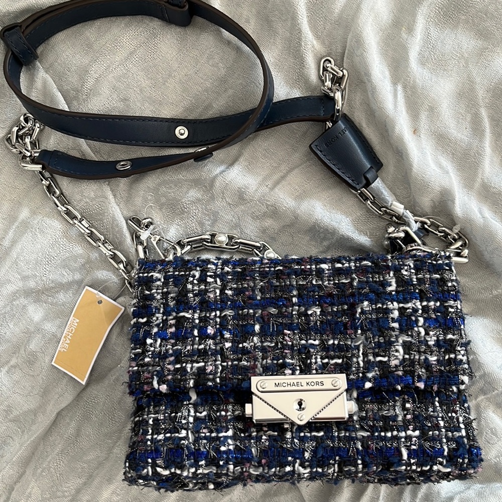 Michael Michael kors Cece tweed chain crossbody in navy